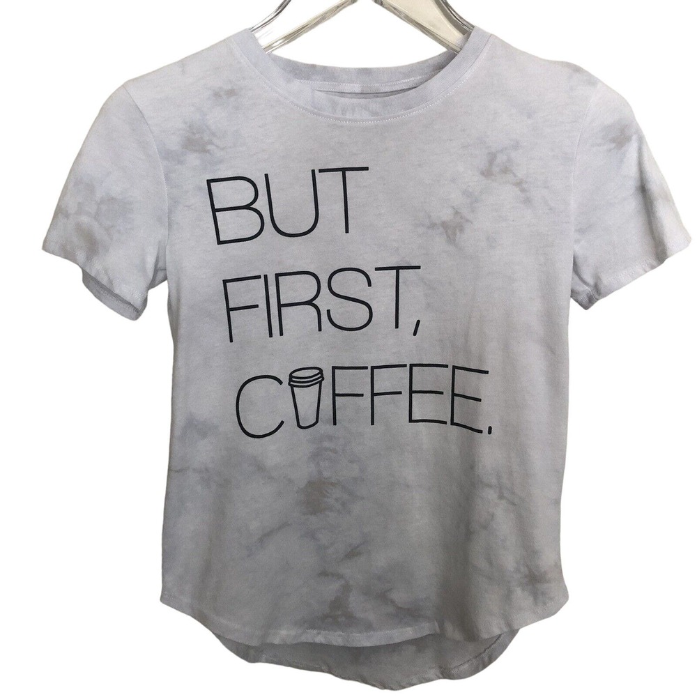 🌵 But First, Coffee Women's Graphic Tie Dye Scoop Neck T-Shirt - Size XS